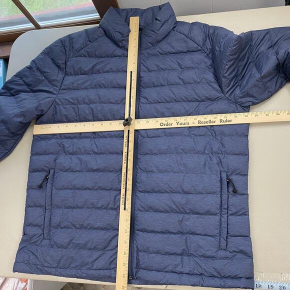 Heatkeep Packable Down Jacket Mens Large Navy Blue Puffer Insulated Full Zip - Picture 10 of 13